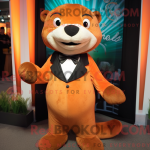 Orange Otter maskot kostume...