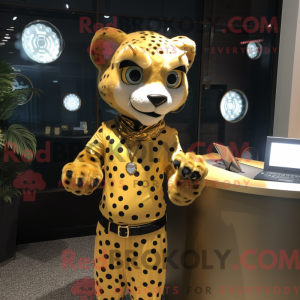 Gold Cheetah mascot costume...