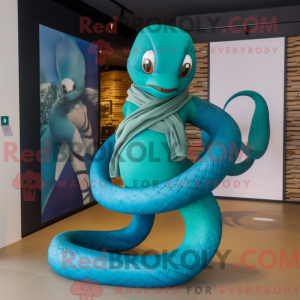 Turkis Snake maskot kostume...