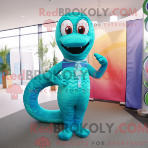 Turkis Snake maskot kostume...