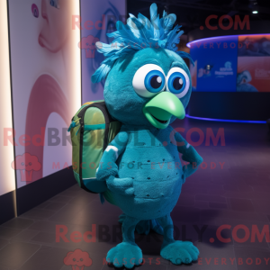 Cyan Peacock maskot drakt...