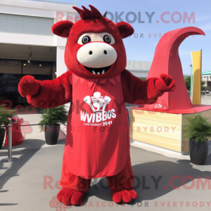 Red Bbq Ribs maskot kostume...