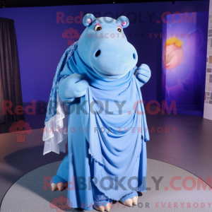 Blå flodhest maskot kostume...