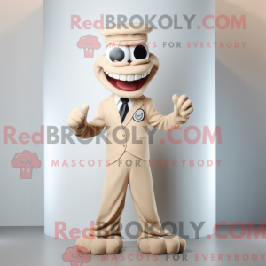 Fantasia de mascote Hydra bege com terno e bonés - Mascotes da hidra - REBROKO_300646 - RedBrokoly.com