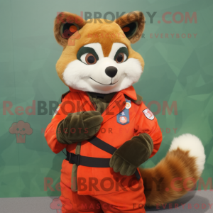 Olivenrød Panda maskot...