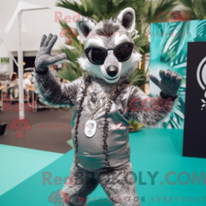 Fantasia de mascote Civeta prata com biquíni e abotoaduras - Mascotes civeta - REBROKO_300665 - RedBrokoly.com