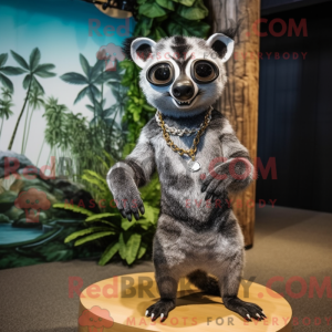 Sølv Civet-maskotdraktfigur...