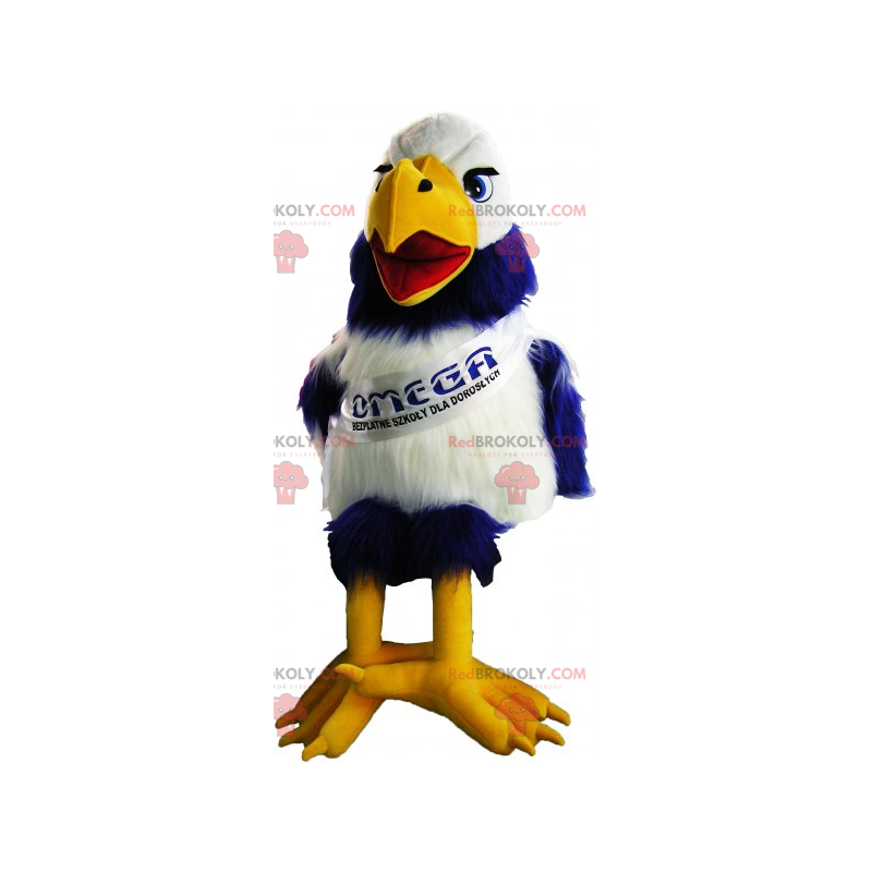 Two-tone bird mascot with scarf - Redbrokoly.com