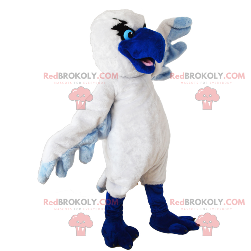 White bird mascot with blue beak - Redbrokoly.com