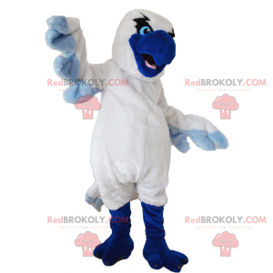 Hvit fuglemaskot med blå nebb - Redbrokoly.com