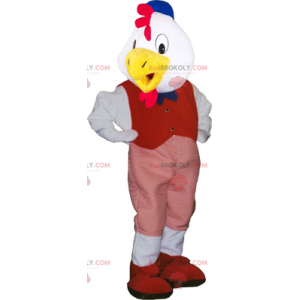 Weißes Vogelmaskottchen mit rotem Outfit - Redbrokoly.com