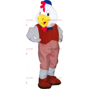 Maskot bílý pták s červeným oblečením - Redbrokoly.com