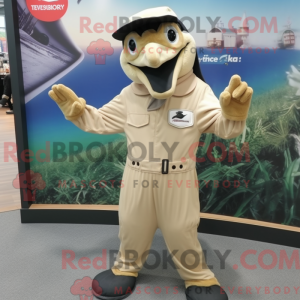 Beige spætte maskot kostume...