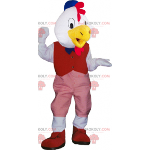 Weißes Vogelmaskottchen mit rotem Outfit - Redbrokoly.com
