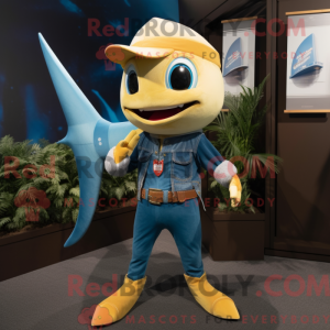 Gold Swordfish-maskot drakt...
