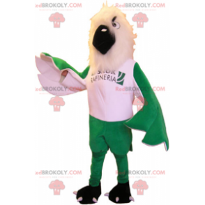 Witte vogel mascotte en groene vleugels - Redbrokoly.com