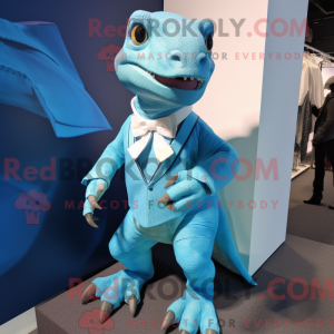 Cyan Komodo Dragon maskot...