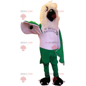 Mascote pássaro branco e asas verdes - Redbrokoly.com