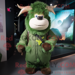 Grøn Yak maskot kostume...
