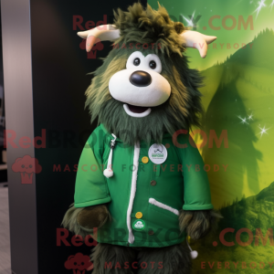 Grønn Yak-maskotdraktfigur...