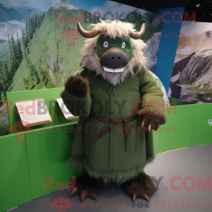 Grønn Yak-maskotdraktfigur...