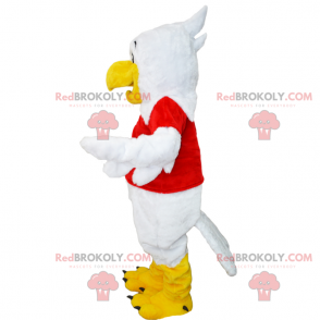 Maskot bílý pták a červený dres - Redbrokoly.com