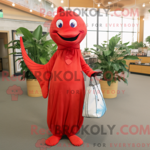 Röd sverdfisk maskot...