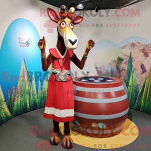 Rød Okapi maskot kostume...