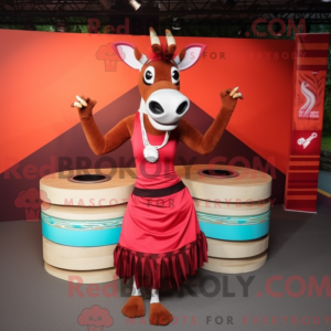 Rode Okapi-mascottekostuum...