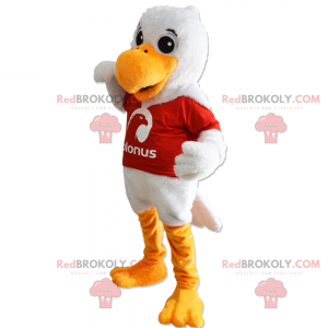 Mascot white bird and red jersey - Redbrokoly.com