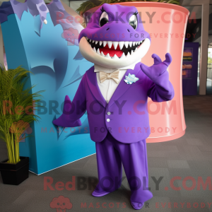 Purple Shark mascot costume...