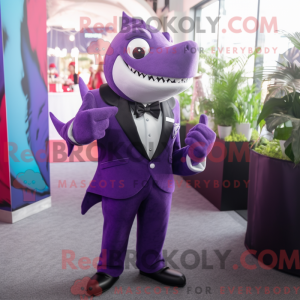 Purple Shark mascot costume...
