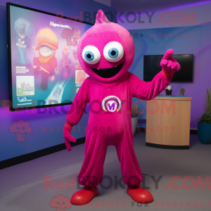 Magenta Ray maskot kostume...