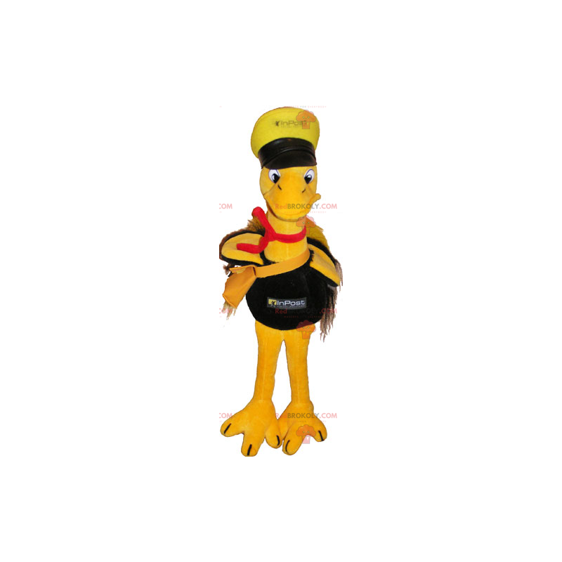 Pássaro mascote em traje de carteiro - Redbrokoly.com