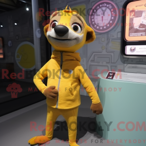 Gul Meerkat maskot kostume...