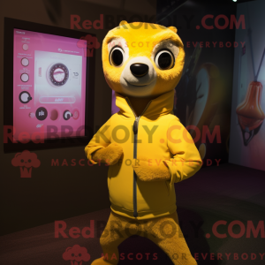 Gul Meerkat maskot kostume...