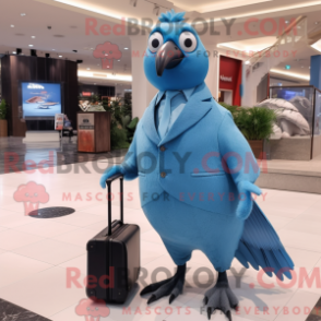 Figura de máscara de codorna Sky Blue Quail com gola alta e casaco - Mascotes de codorna - REBROKO_300963 - RedBrokoly.com