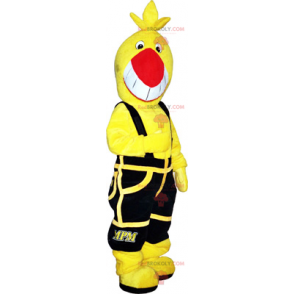 Mascotte uccello giallo con tuta nera - Redbrokoly.com