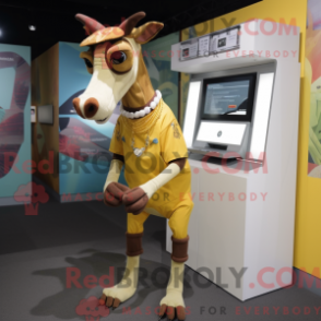 Fantasia de mascote de okapi-amarelo com bermuda e faixa de smoking - Mascotes Okapi - REBROKO_300968 - RedBrokoly.com