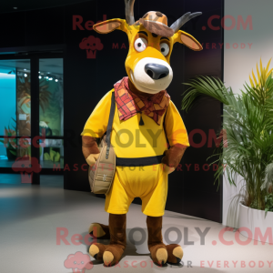 Yellow Okapi mascot costume...