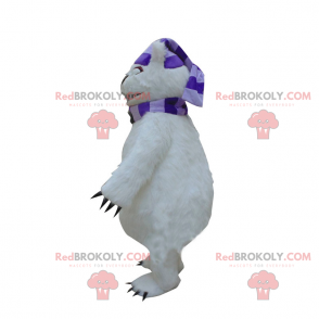 Polar bear mascot with matching scarf and hat - Redbrokoly.com