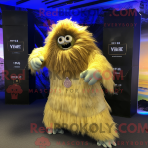 Guld Yeti maskot kostume...