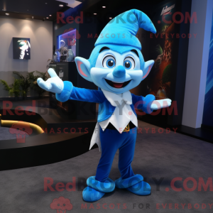 Sky Blue Elf maskot kostume...
