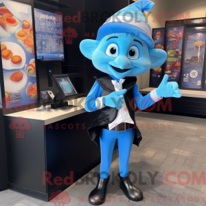 Sky Blue Elf mascot costume...