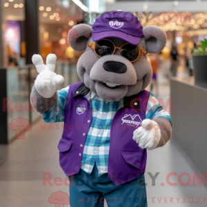 Lila Bison Maskottchen...
