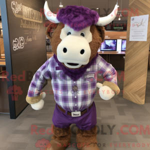 Lilla bison maskot kostume...