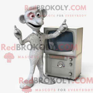 Sølv TV-maskotdraktfigur...