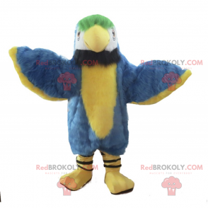Mascote papagaio azul e amarelo - Redbrokoly.com