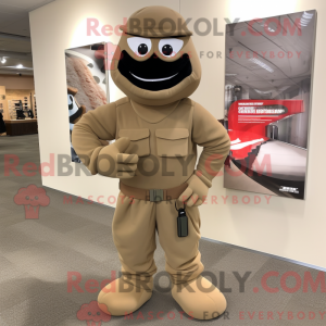 Tan Soldier mascot costume...