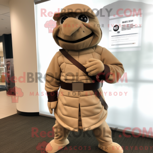 Tan Soldier mascottekostuum...